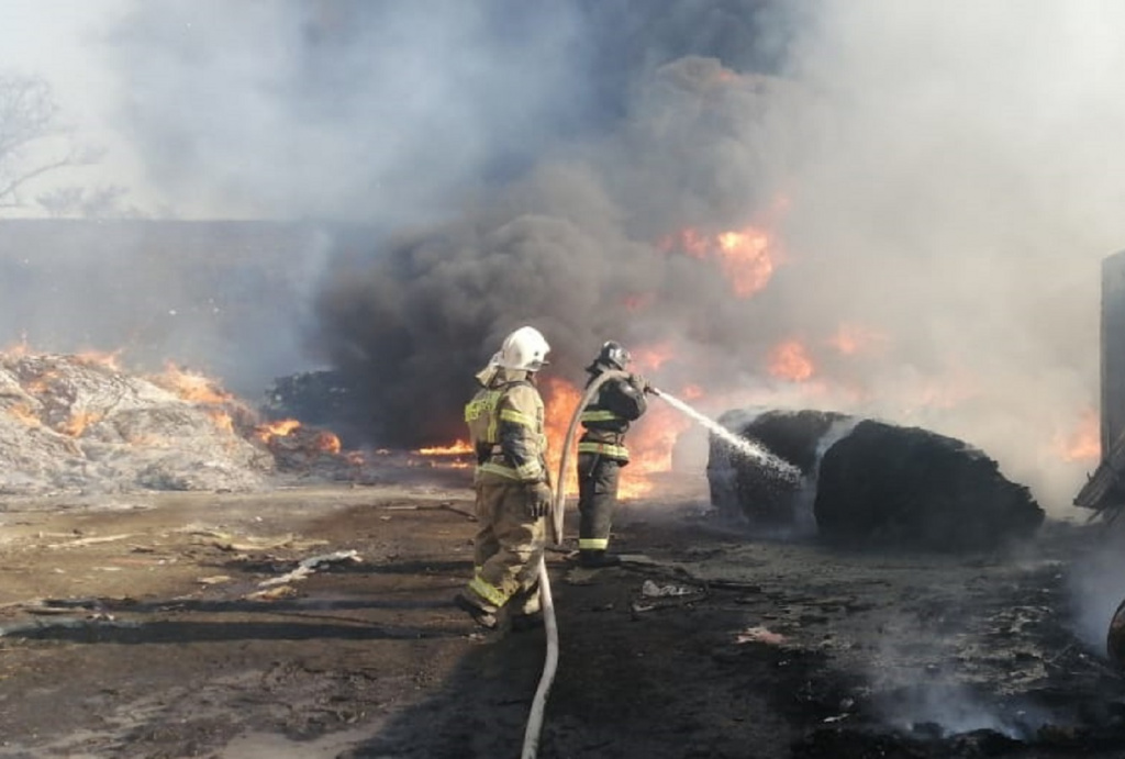 В Трусовском районе Астрахани на полигоне ТБО тушат крупный пожар